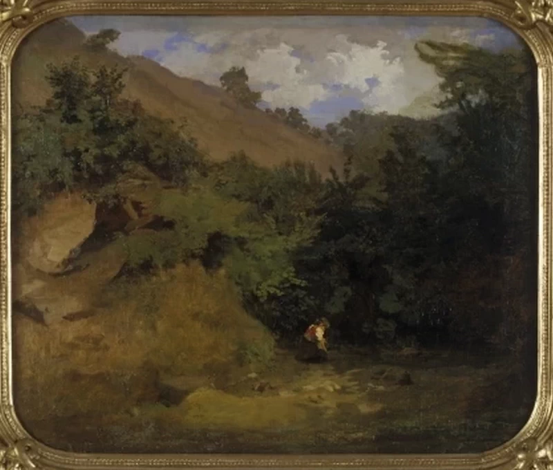 Paesaggio italiano con una ragazza su un ruscello - Eesti Kunstimuuseum
